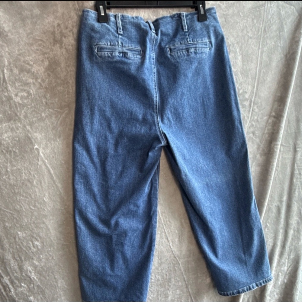 Women's 12 High Rise Straight Leg Denim Jeans Button Front Big pockets  Crop - Picture 4 of 8
